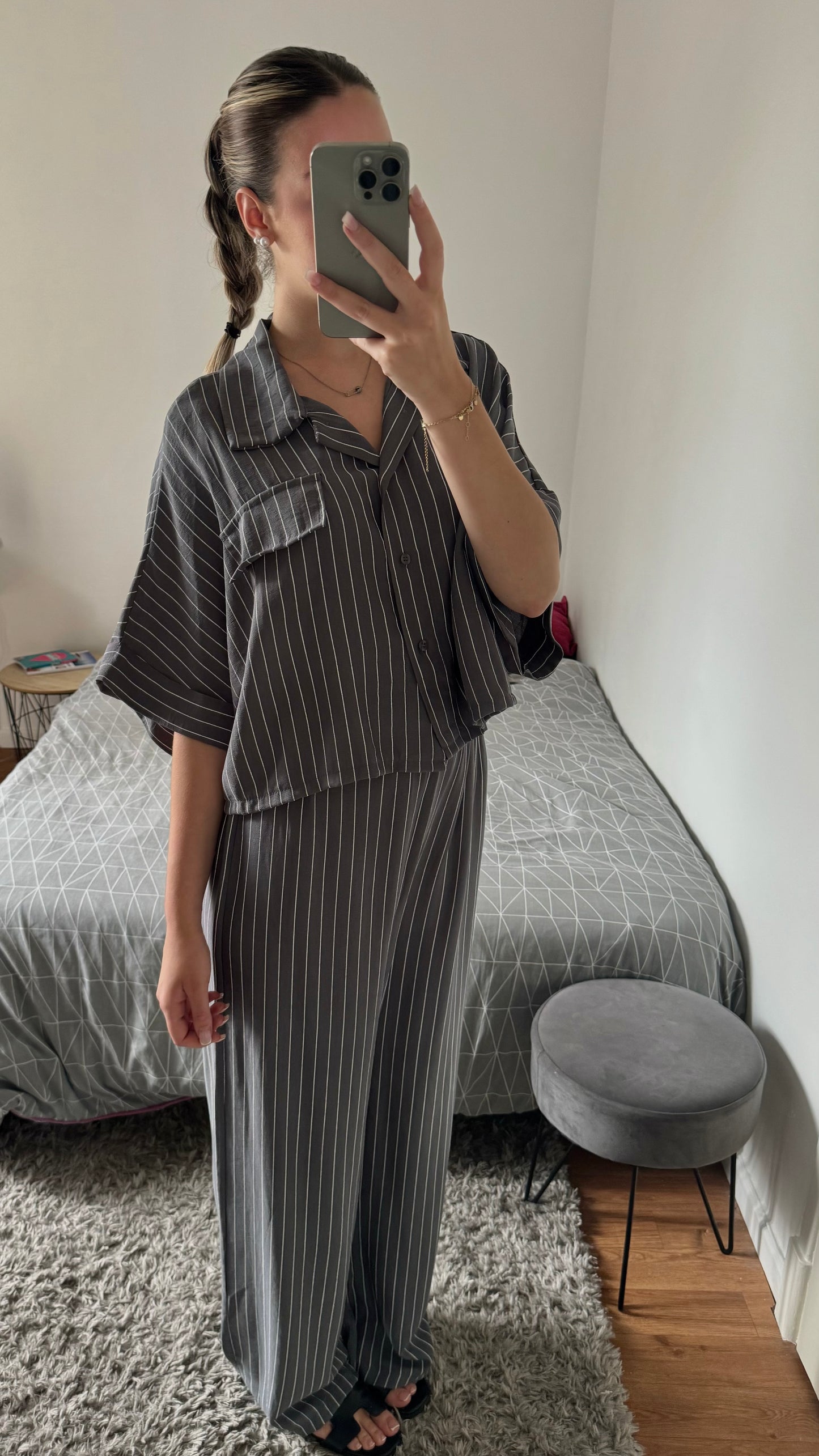 Ensemble rayures gris