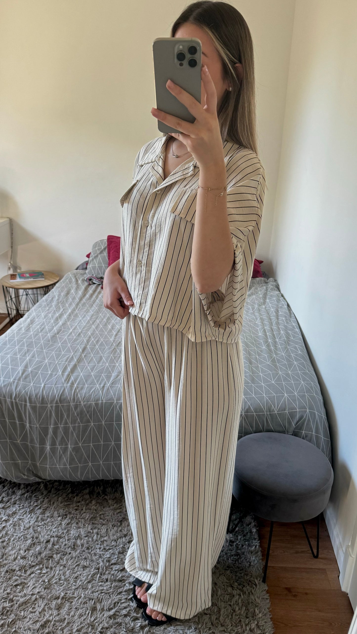 Ensemble rayures crème